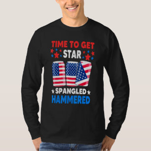 Time To Get Star Spangled Hammered Beer Usa Flag 4 T-Shirt