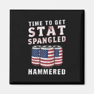 Time To Get Star Spangled Hammered Beer USA Flag Magnet