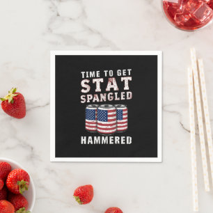 Time To Get Star Spangled Hammered Beer USA Flag Napkin