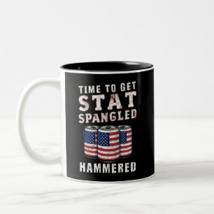 Time To Get Star Spangled Hammered Beer USA Flag Two-Tone Coffee Mug
