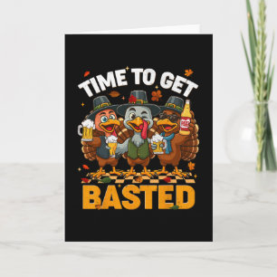 Time To Get Sted Funny Turkey Drink Fall Thanksgiv Card