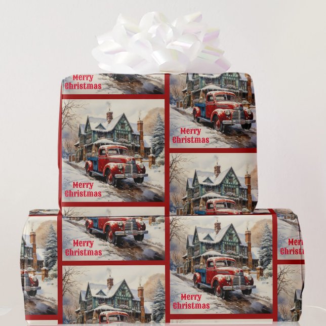Time To Get The Christmas Tree Red Truck Gift Wrapping Paper (Creator Uploaded)