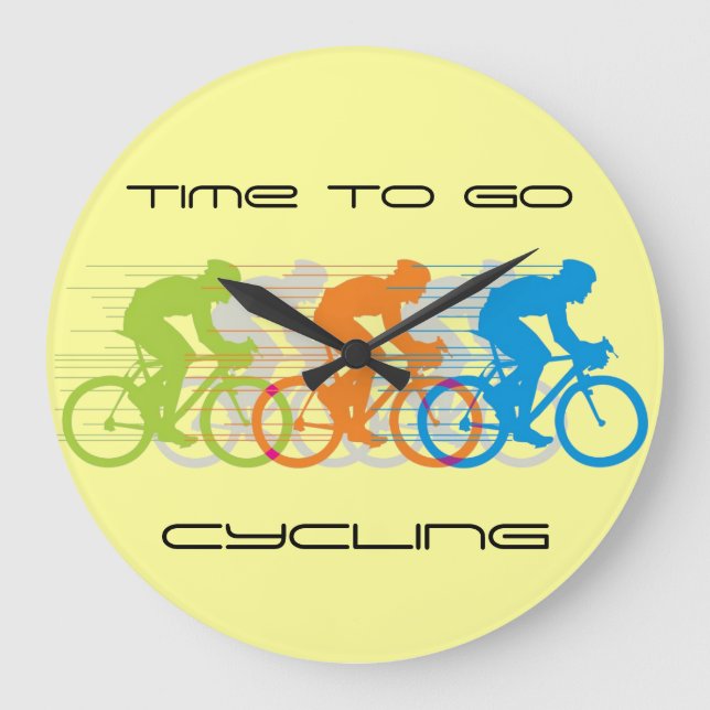 Time to Go Cycling Design Wall Clock (Front)