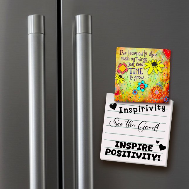 Time to Grow Cute Floral Yellow Inspirational Fun Magnet (Creator Uploaded)