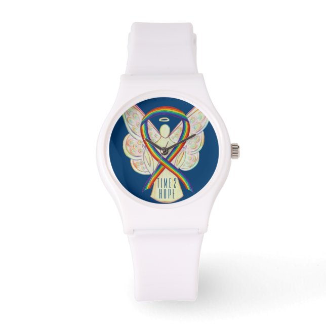 Time to Hope Rainbow Awareness Ribbon Angel Watch (Front)