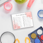 Time to Hustle Coral Watercolor To Do List Post-it Notes<br><div class="desc">Watercolor notepad with checkbox to do lists in white and coral. Time to hustle,  and your name written in a charming script. A practical and chic notepad with checkboxes to keep track on your chores and tasks.</div>