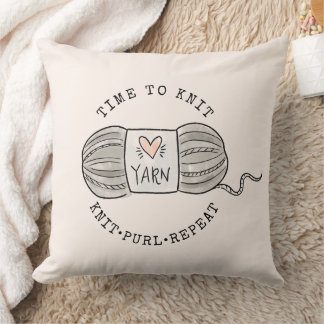 Time to Knit Blush Pink Cushion