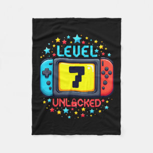 Time To Level Up 7 Unlocked 7th Birthday Boy Video Fleece Blanket