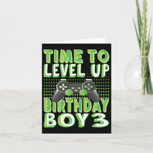 Time To Level Up Birthday Boy 3 Years Old Video Ga Card