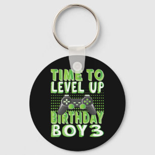Time To Level Up Birthday Boy 3 Years Old Video Ga Key Ring
