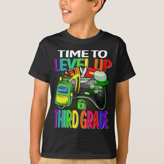 Time To Level Up Third Grade Video Game  T-Shirt (Front)