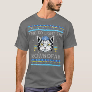 Time To Light The Meownorah Cat Menorah Lover Ugly T-Shirt