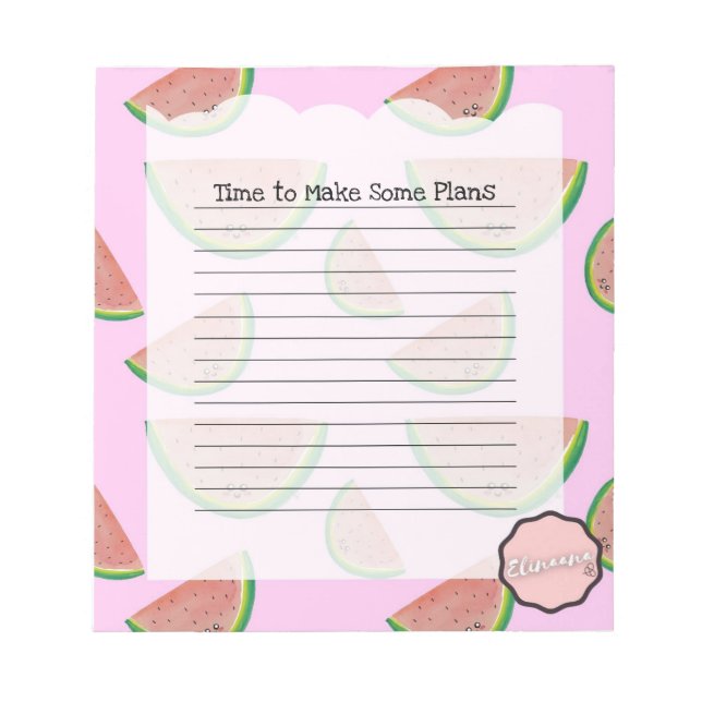 Time to Make Some Plans, Customisable Watermelon Notepad (Front)
