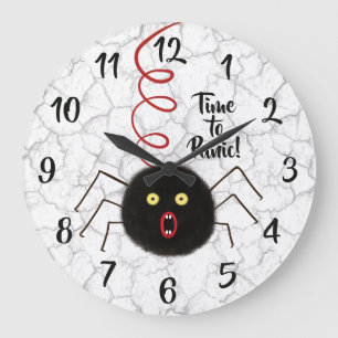 Time to Panic! – Funny Scary Spider Large Clock