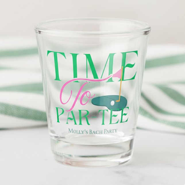 Time to Par-Tee – Fun Golf-Themed Bachelorette Shot Glass (Get ready to swing into celebration with this “Time to Par-Tee” design!)