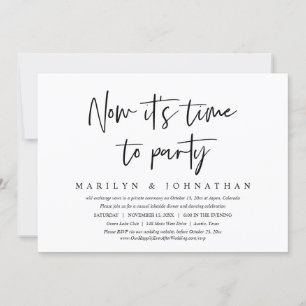 Time To Party, Casual Wedding Elopement Dinner Invitation