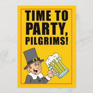 Time To Party Pilgrims Friendsgiving Invitation
