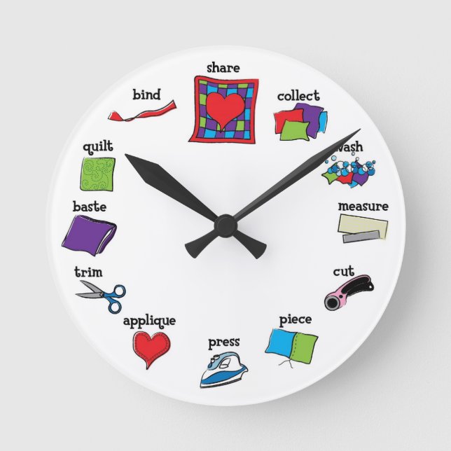 Time to Quilt Clock - gift for a quilter's studio (Front)