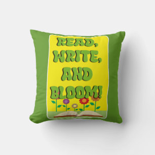 Time To Read Write Bloom Cool Bookworm  Cushion