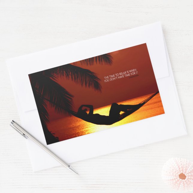 "Time to relax" Inspirational Quote Rectangular Sticker (Envelope)