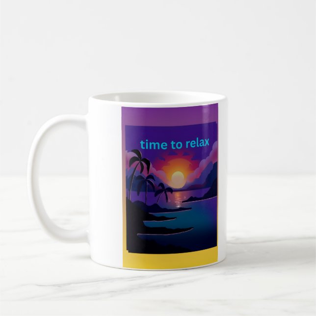 Time to Relax Tropical Sunset Coffee Mug (Left)
