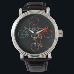 Time to Ride a Bike Watch<br><div class="desc">A simple and elegant bicycle related idea. The black background colour can be changed</div>