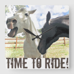 Time To Ride Horses Square Wall Clock