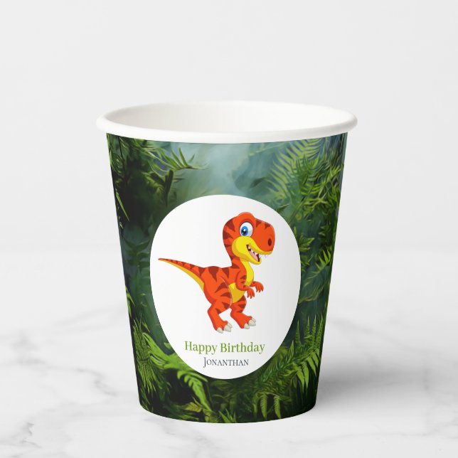 Time to Roar into a Dino-Mite Birthday Bash Paper Cups (Front)