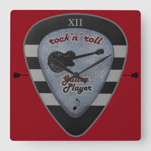 time to rock/ a guitar pick square wall clock
