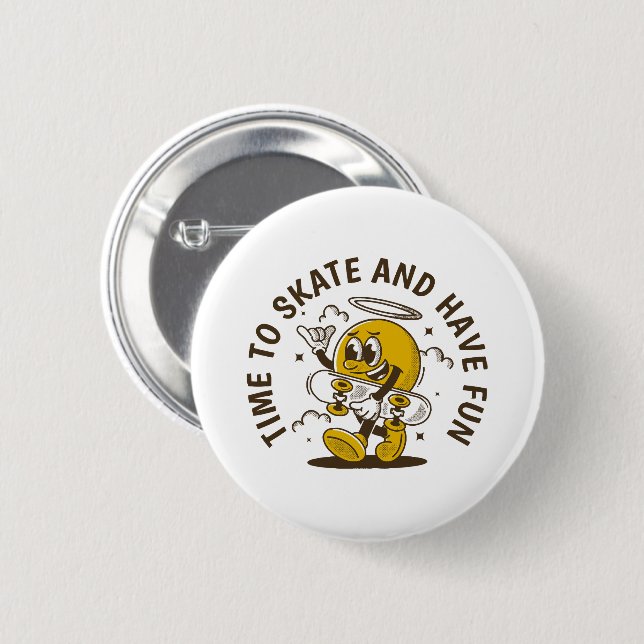 Time to skate 6 cm round badge (Front & Back)