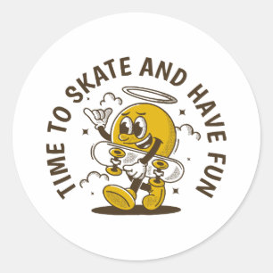 Time to skate classic round sticker