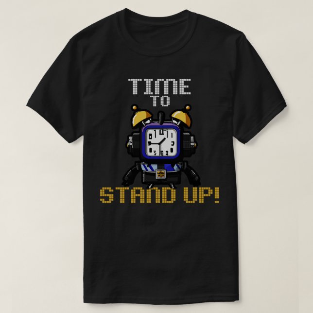 Time To Stand Up Funny Surreal Steampunk Alarm Clo T-Shirt (Design Front)