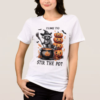 Time to Stir the Pot – Racoon Halloween T-Shirt Tri-Blend Shirt