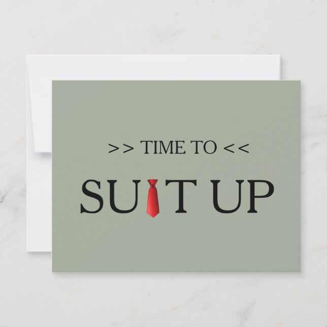 Time to Suitup Black Chalk Board Red Tie Invitation (Front)