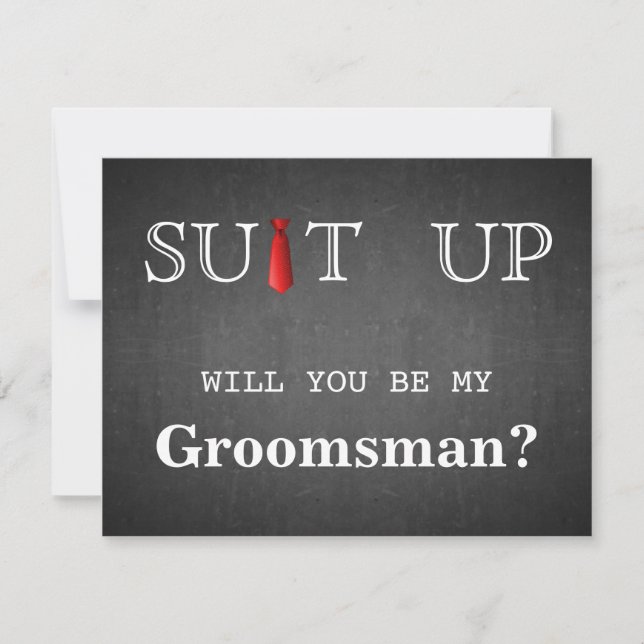 Time to Suitup Black Chalk Board Red Tie Invitation (Front)