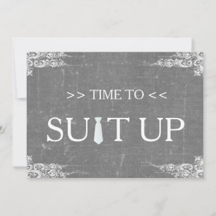 Time to Suitup Blackboard Chalk Board Swirl Invitation