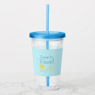 Time To Travel Beach Acrylic Tumbler
