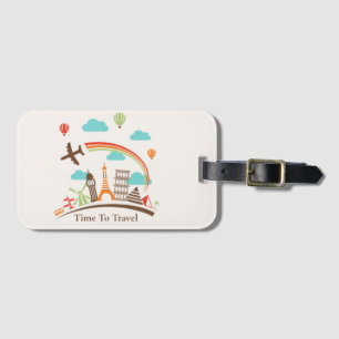Time To Travel World Vibes Luggage Tag