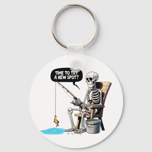 Time To Try A New Spot Funny Fishing  Key Ring (Front)