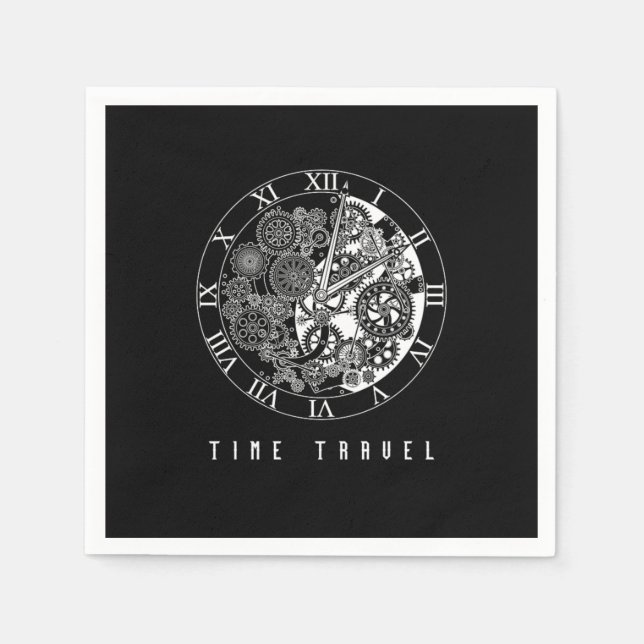 Time Travel Clock Watch Future Past Fiction Gift Napkin (Front)