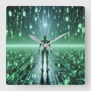 time traveler square wall clock