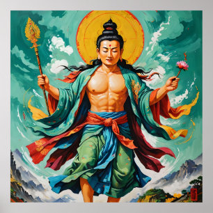  Time-Travelling Sage - Phad & Thangka Fusion Poster