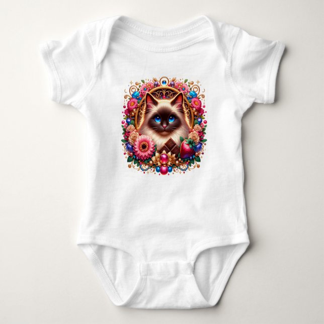 "Time, Treats, and Whiskers"  Baby Bodysuit (Front)