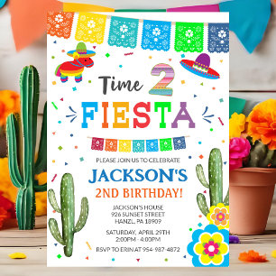 Time Two Fiesta   Mexican 2nd Birthday Invitation