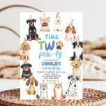 Time Two Pawty Dog Lovers Kids Second Birthday Invitation<br><div class="desc">Let's Pawty Kids Second Birthday Invitation,  Pet Themed 2nd Birthday Invitation,  Animal Lovers Birthday Invitation,  Kids Dog Lovers Birthday Invitation, </div>