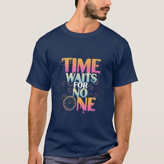 Time Waits For No One Melting Clock Gradient T-Shirt (Front)