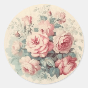Time-Worn Pink Splendour Shabby Chic Classic Round Sticker