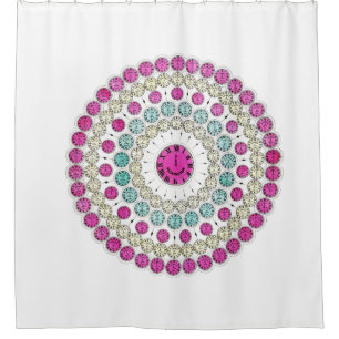 Time Zone Diagram of Mechanical Clock Dials Shower Curtain
