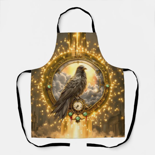 Timekeeper Raven – Gothic Clockwork  Apron (Front)
