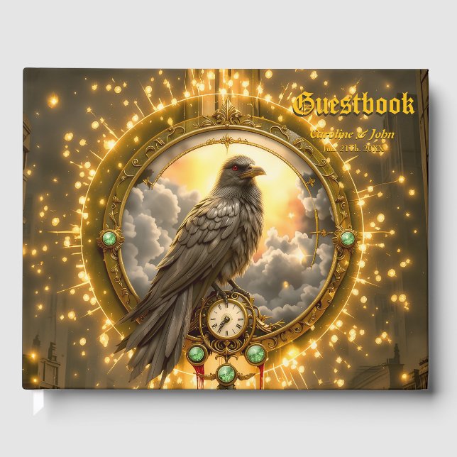 Timekeeper Raven – Gothic Clockwork  Guest Book (Front)